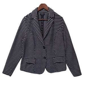 Torrid Blazer Jacket Plus Sz 1 Black White Polka Dot Textured Studio Knit Career